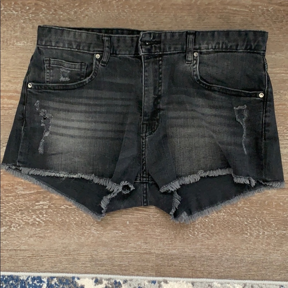 H&M Distressed Black Denim Shorts